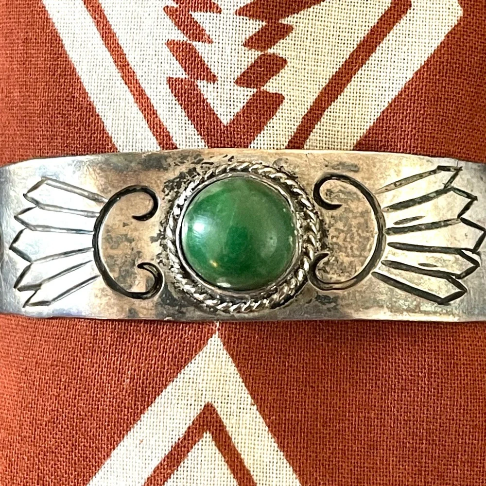 Vintage 1930s - 1940s sterling Mexico silver cuff bracelet! - Picture 2 of 9